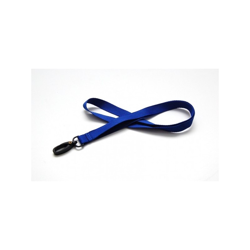 Lanyard ribbad polyester med plastkrok – blå - 100st