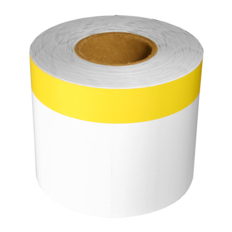 Hyllkant vit med gul ruta 80 x 25 mm TT 1.250/rulle
