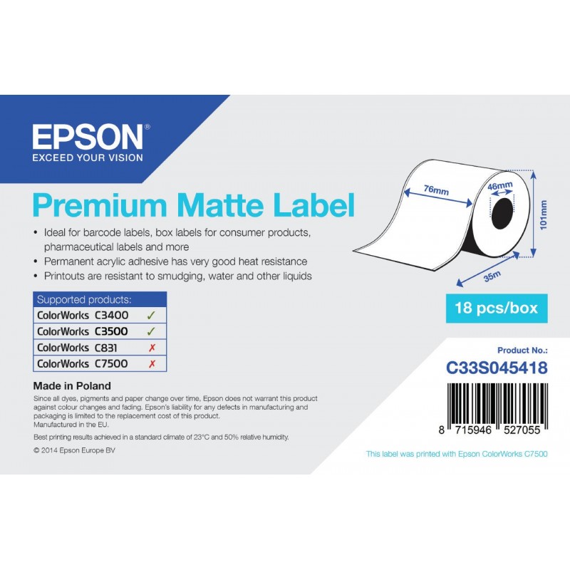 Epson label roll 76mm x 35m